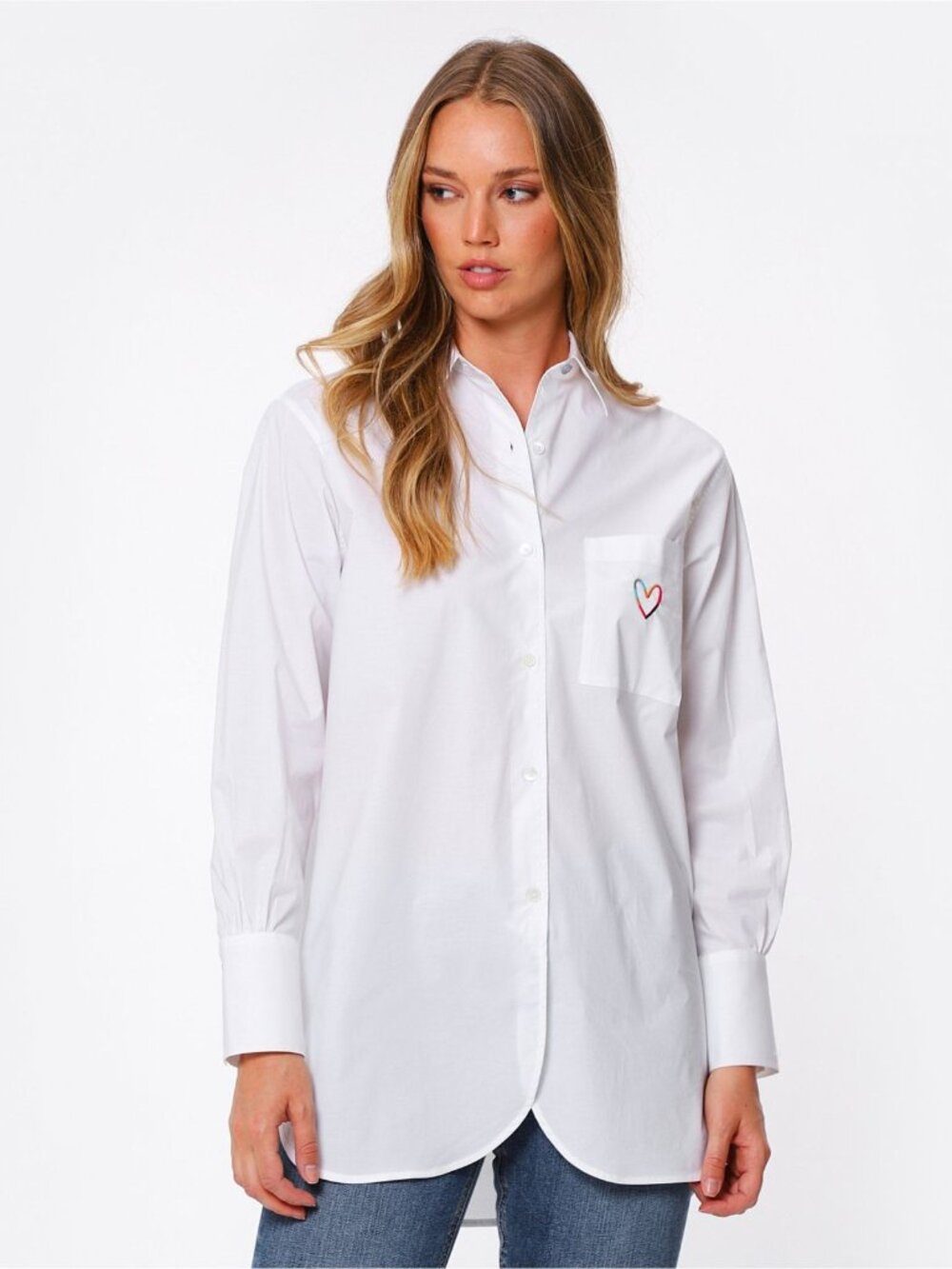Paul Smith | Rainbow Heart White Button Down Shirt Oversized Minimal | Small